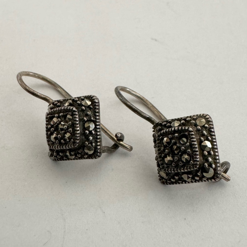 Vintage 925 Sterling Silver Dark Tone Earrings